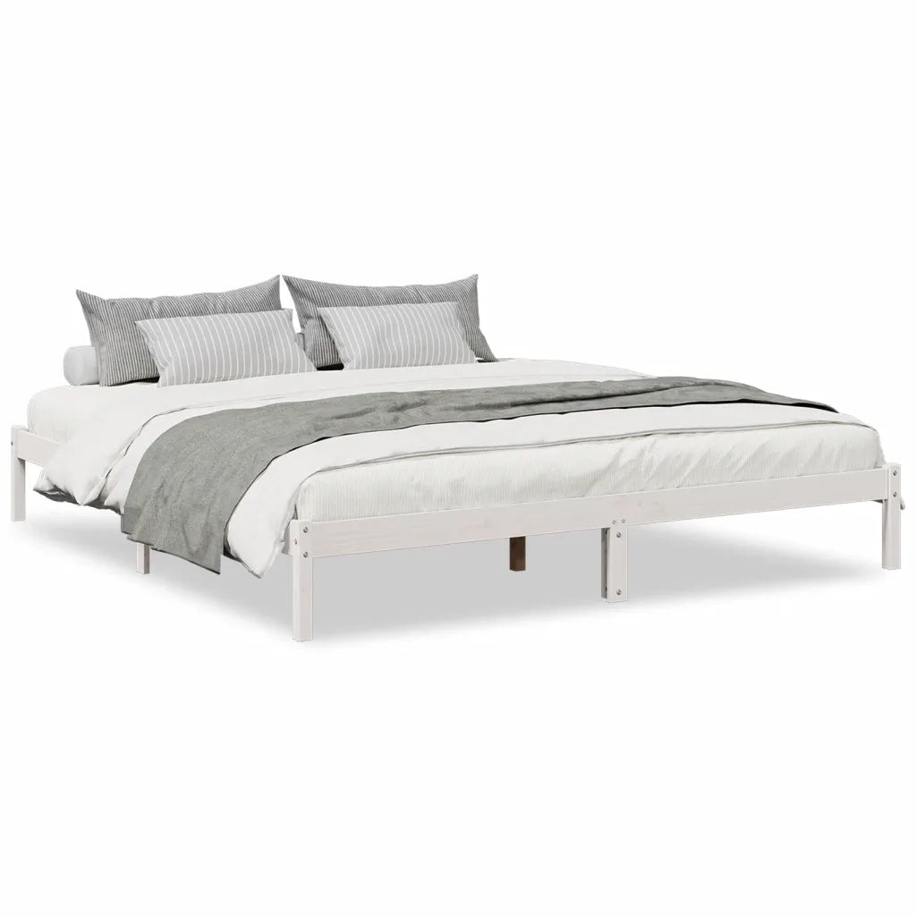 Letto Extra Lungo senza Materasso Bianco 200x210 cm in Pino 852413