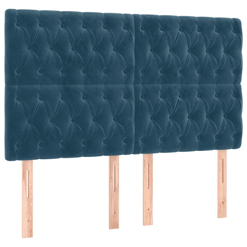 Testiera | Testata Blu Scuro 144x7x118/128 cm Velluto