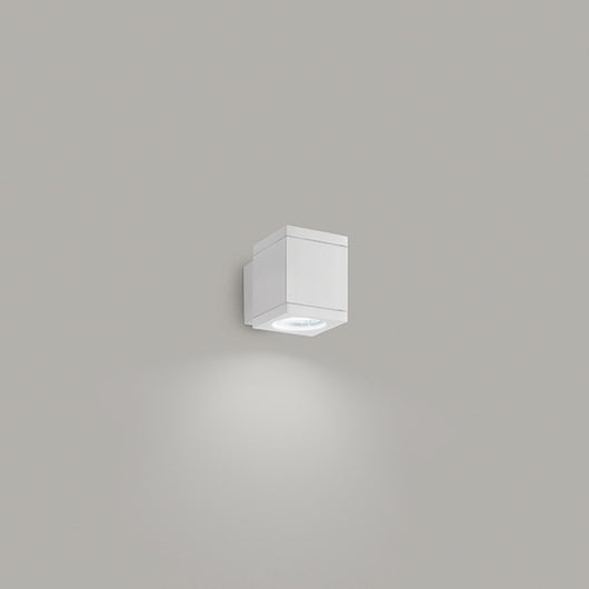 Applique Cubica Da Esterno Moderno Quarondo Metallo Bianco Vetro Gu10