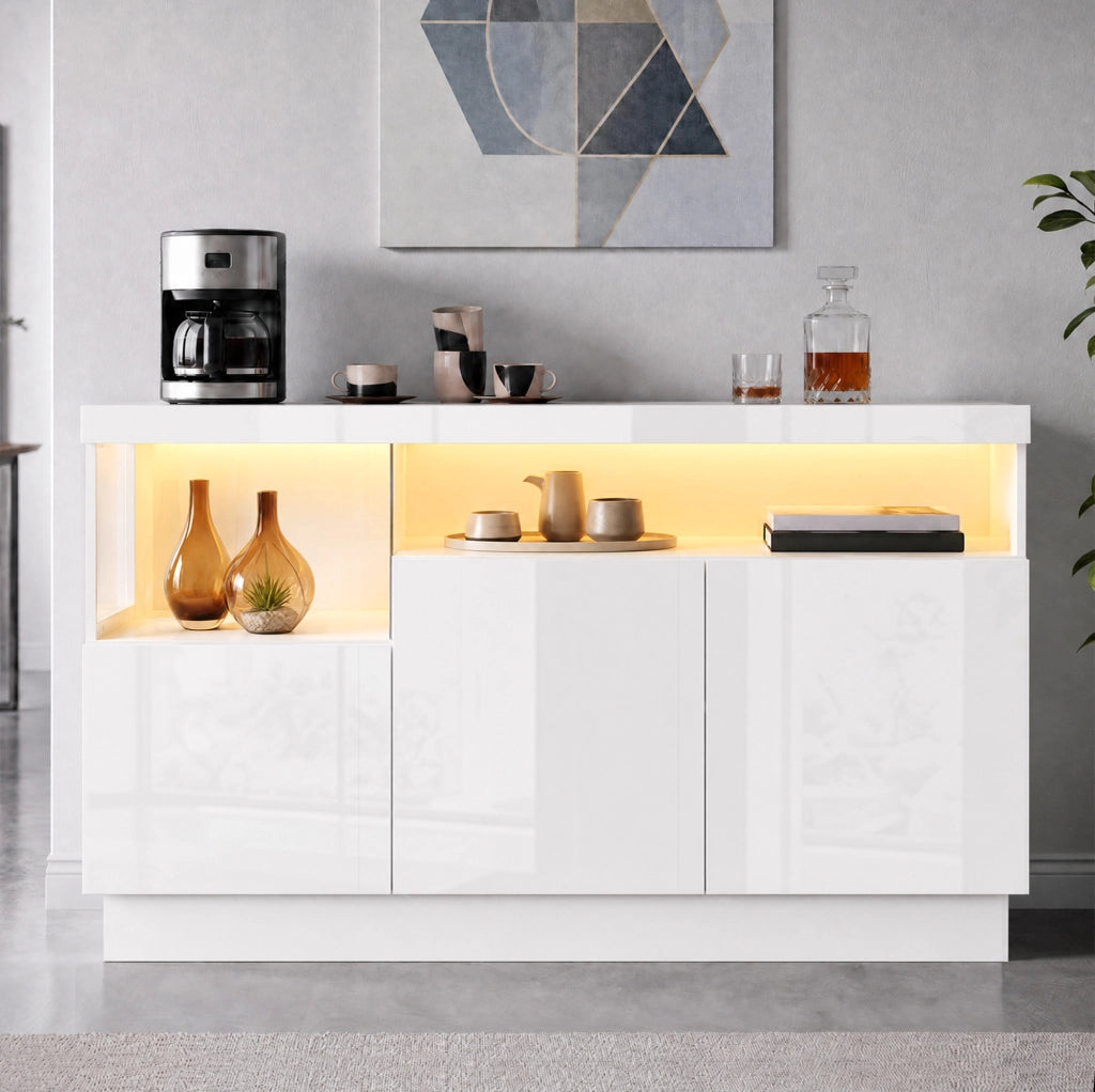 Sideboard moderno con LED e vani in acrilico