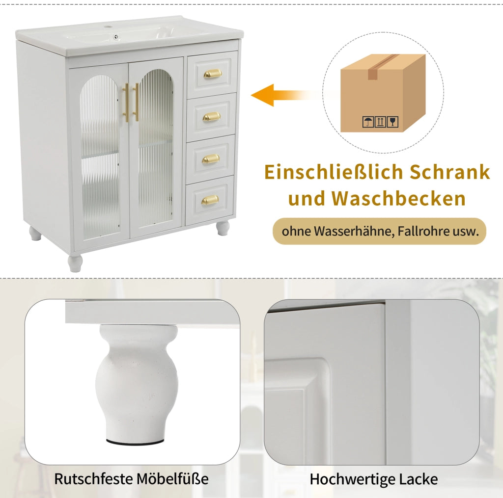 Mobile bagno con lavabo 80 cm bianco