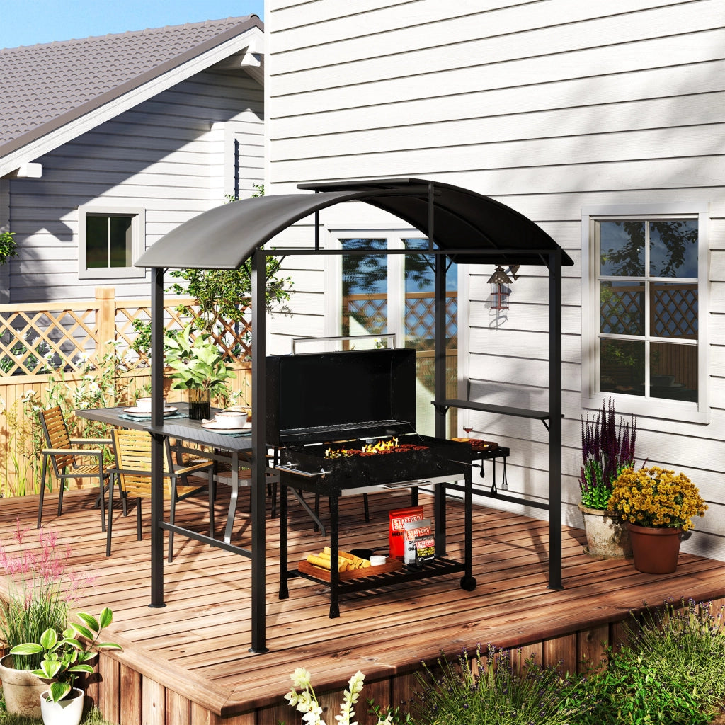 Gazebo da giardino con tavolo laterale ¨C zephmum ¨C grigio scuro 110x230 cm