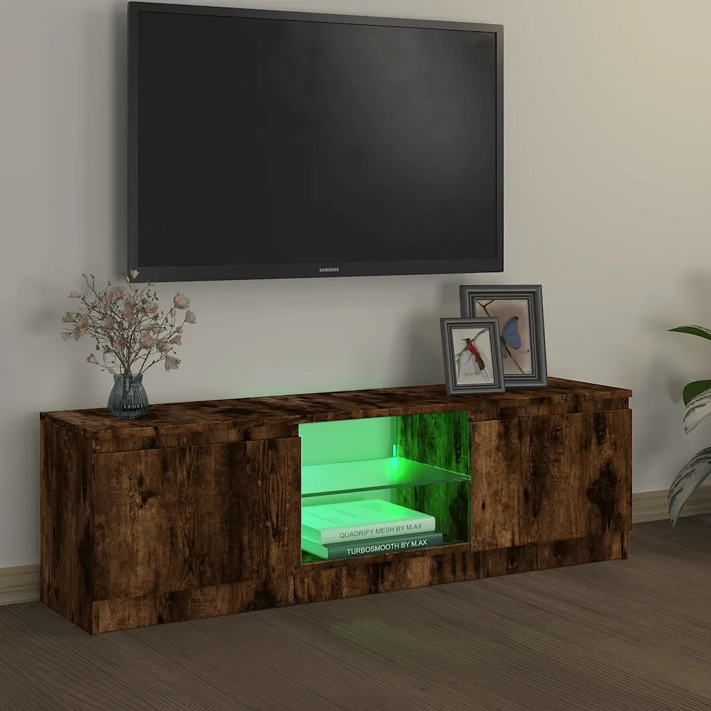 Mobile Porta TV con Luci LED Rovere Fumo 120x30x36 cm 815708