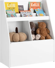 Libreria per bambini Scaffale per bambini con cassapanca portagiochi estraibile Mobili cameretta Bianco 76x40x100cm KMB83-W