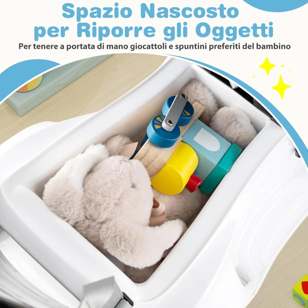 3 in 1 Auto a Spinta, Macchinina da Passeggio con Clacson, Musica, Luci, Cintura di Sicurezza, Tettuccio e Manico, Macchina Cavalcabile per Bambini 1+ Anni (Bianco)