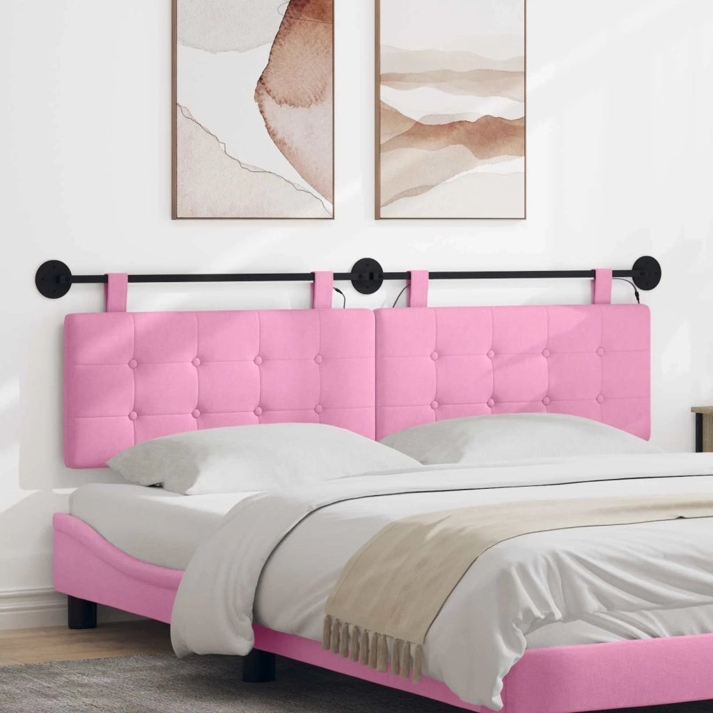 Testiera | Testata sospesa Con luce LED Rosa Tessuto