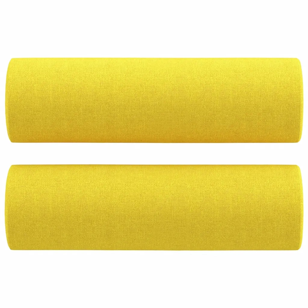 Set di Divani 3 pz con Cuscini Giallo Chiaro in Tessuto