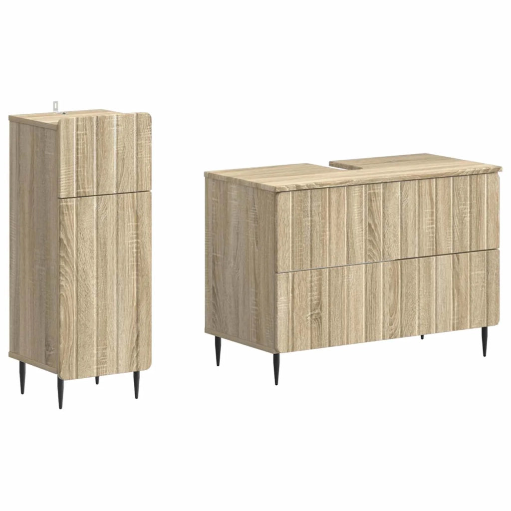 Set di Armadi da Bagno da 2 Pezzi ZWOLLE Rovere Sonoma 3417677