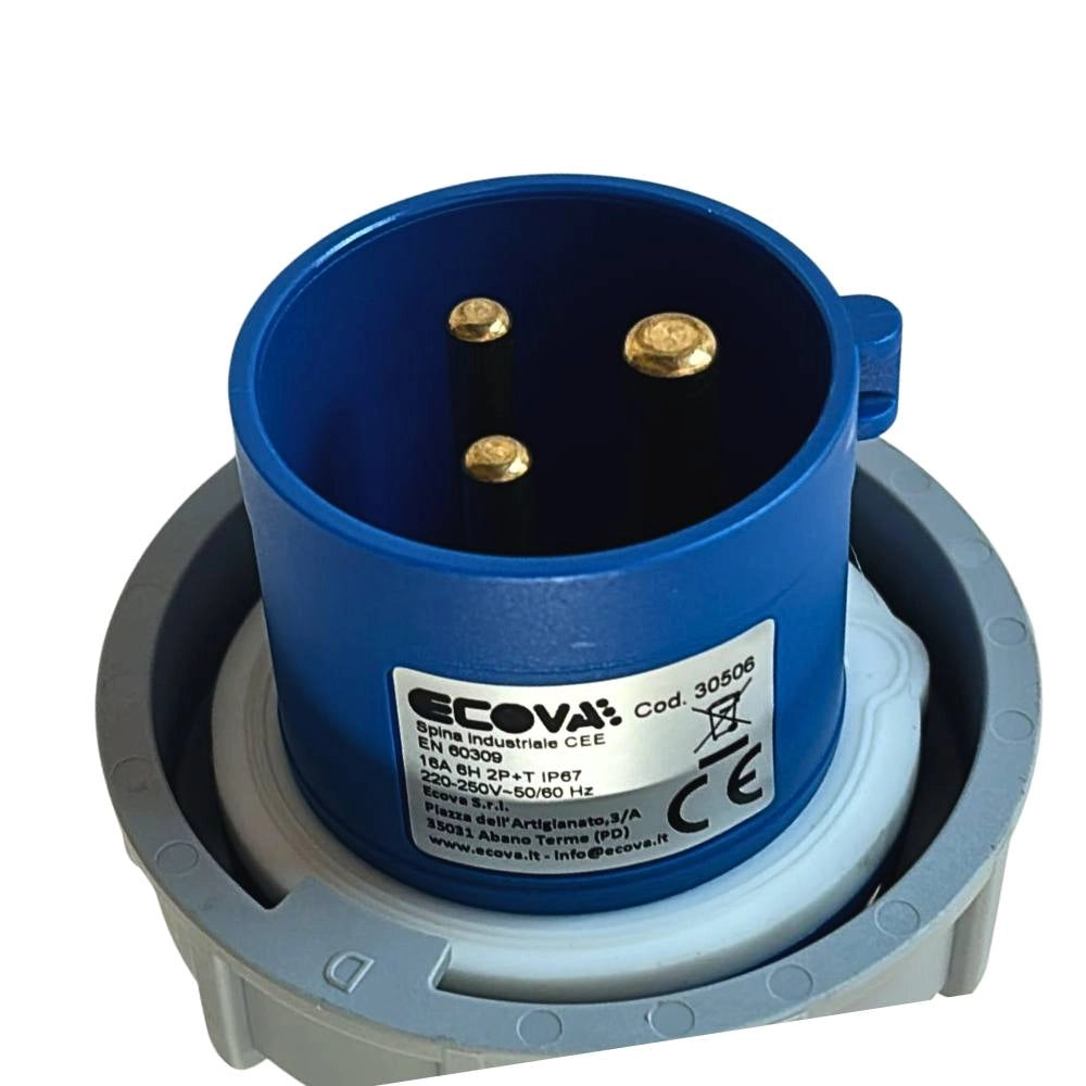 Ecova 30506 spina industriale monofase blu ip67 2p+t resistente per uso professionale