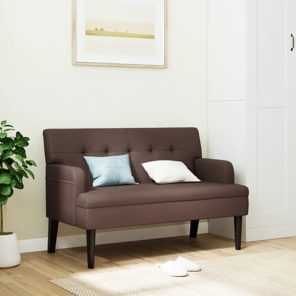 Panca con Schienale-Divano Sedia Marrone 112x65,5x75 cm in Similpelle