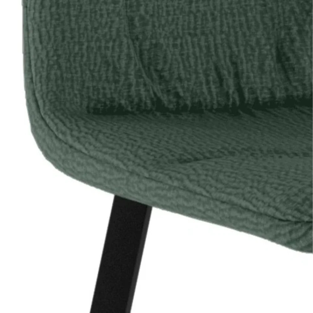Set di 4 sedie da pranzo imbottite in tessuto verde Daisy con struttura in metallo facili da pulire | Duzzle