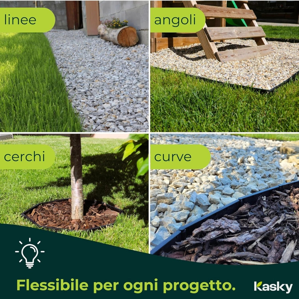 Bordura per Giardino Facile da Montare - È Sufficiente Martellarlo, Nessuna Trincea da Scavare - Bordatura per Aiuola Molto Stabile e Flessibile - Bordo in Plastica Riciclata - 10,7 m