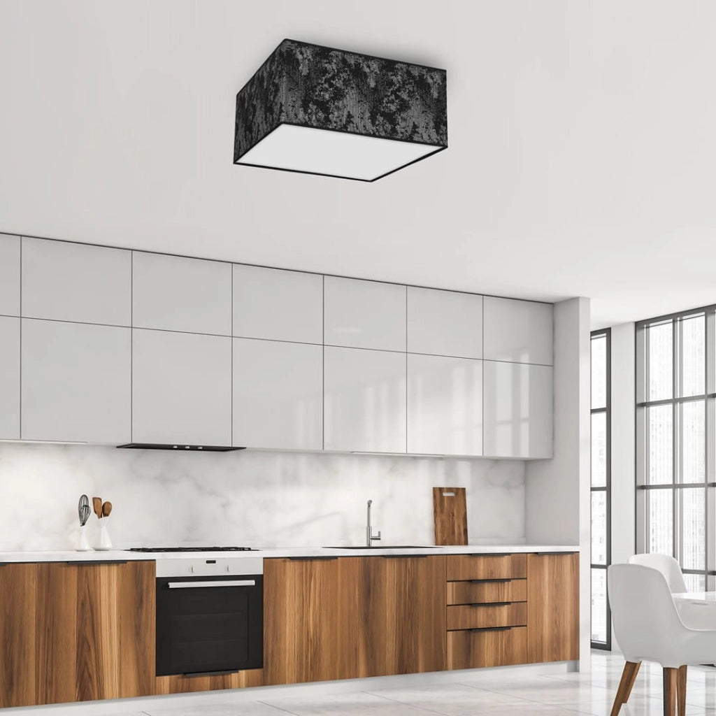 Plafoniera quadrata Satino 40cm nera 2xE27 Milagro