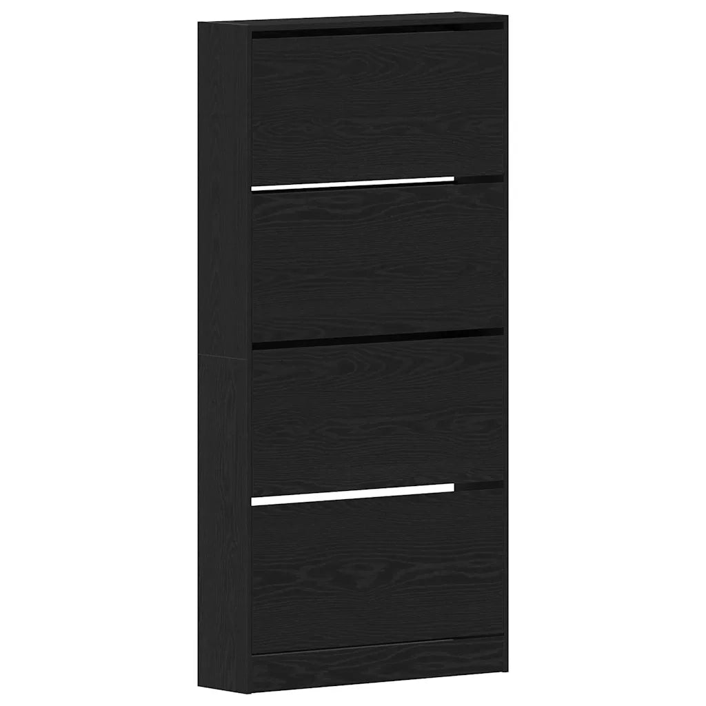 Mobile per scarpe con porta-Scarpiera Rovere Nero 80 x 21 x 163,5 cm