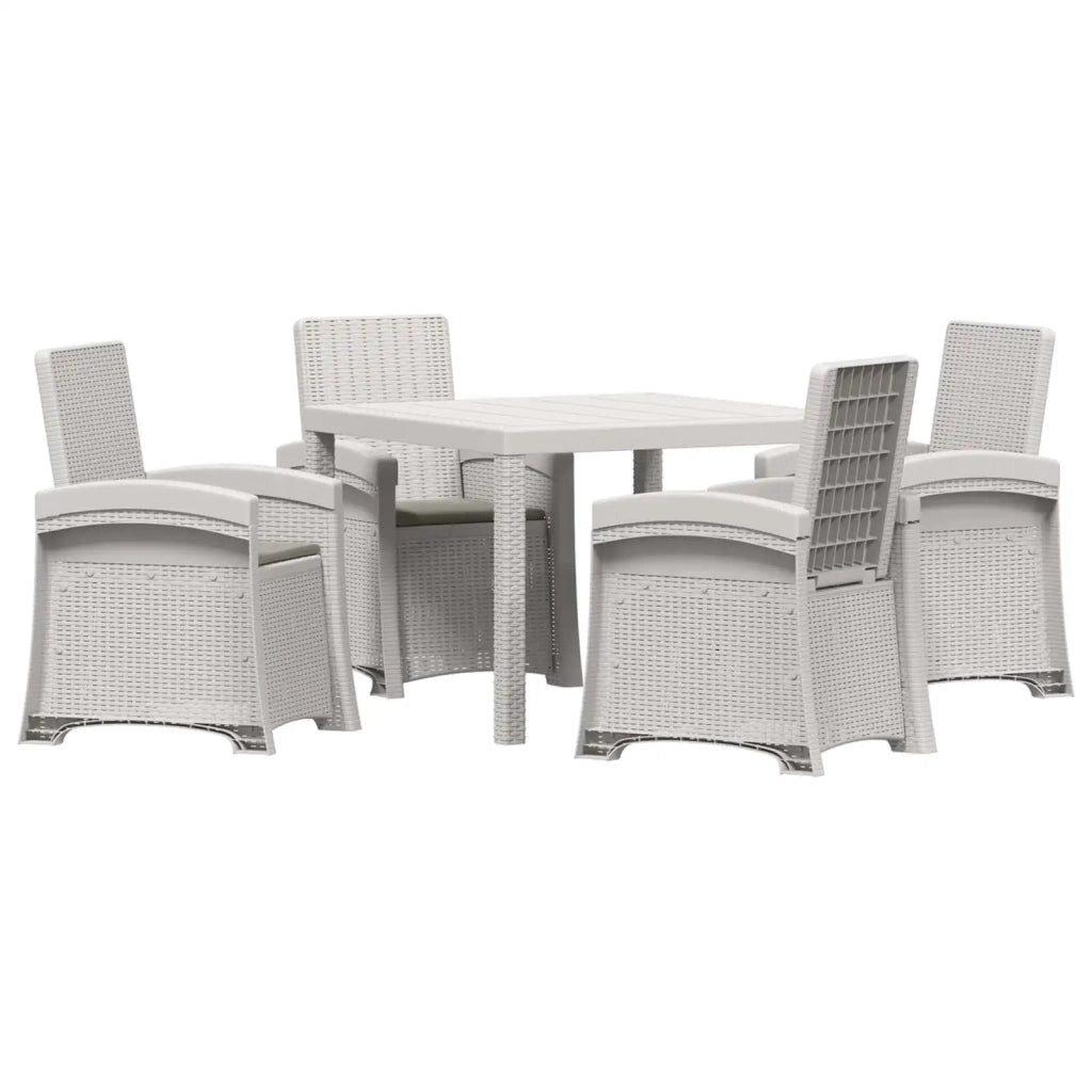 Set da Pranzo per Giardino 5 pz Bianco e Grigio Chiaro PP 3430114