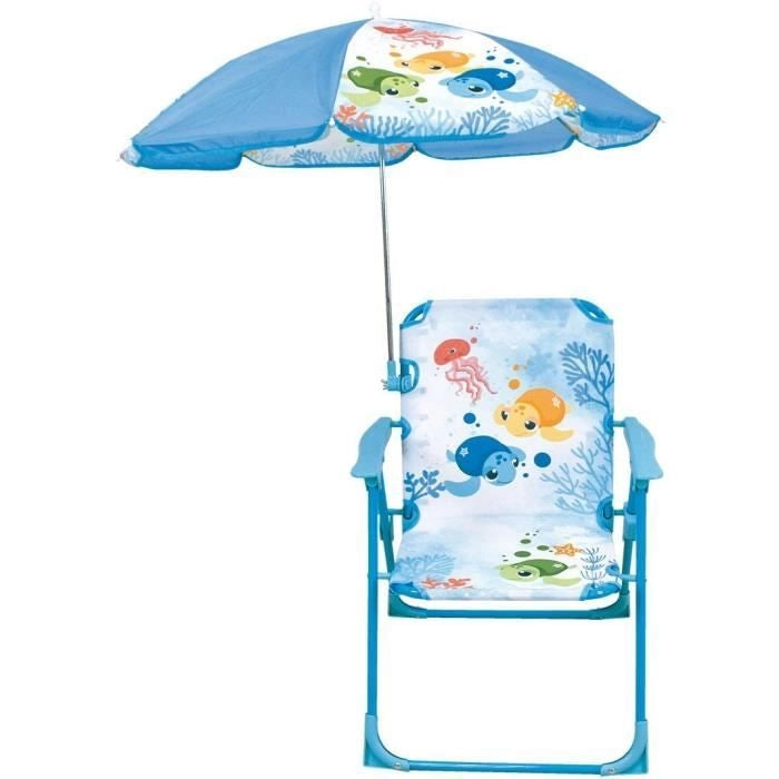 Mobili da giardino - FUN HOUSE - Sedia Ma Petite Carapace Tortue H.53 x L.38,5 x P.37,5 cm con parasole 65 cm - Per i bambini!