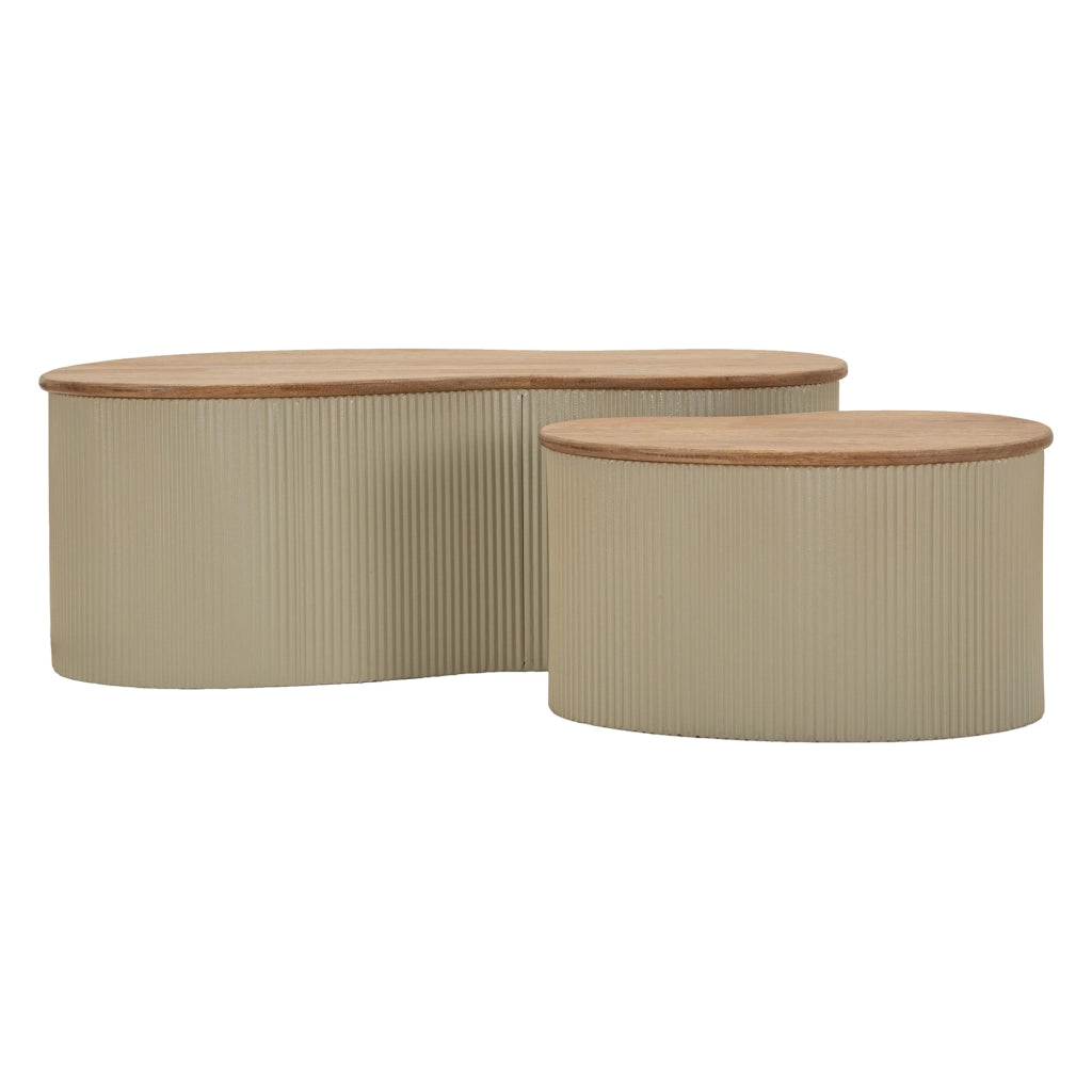 Kashan, Tavolino da Salotto set da 2, 37x58x92h cm Marrone Rovere