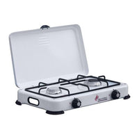 Fornello Smaltato con 2 Fuochi e Coperchio  GPL/METANO - Fornellone colore Bianco P2M