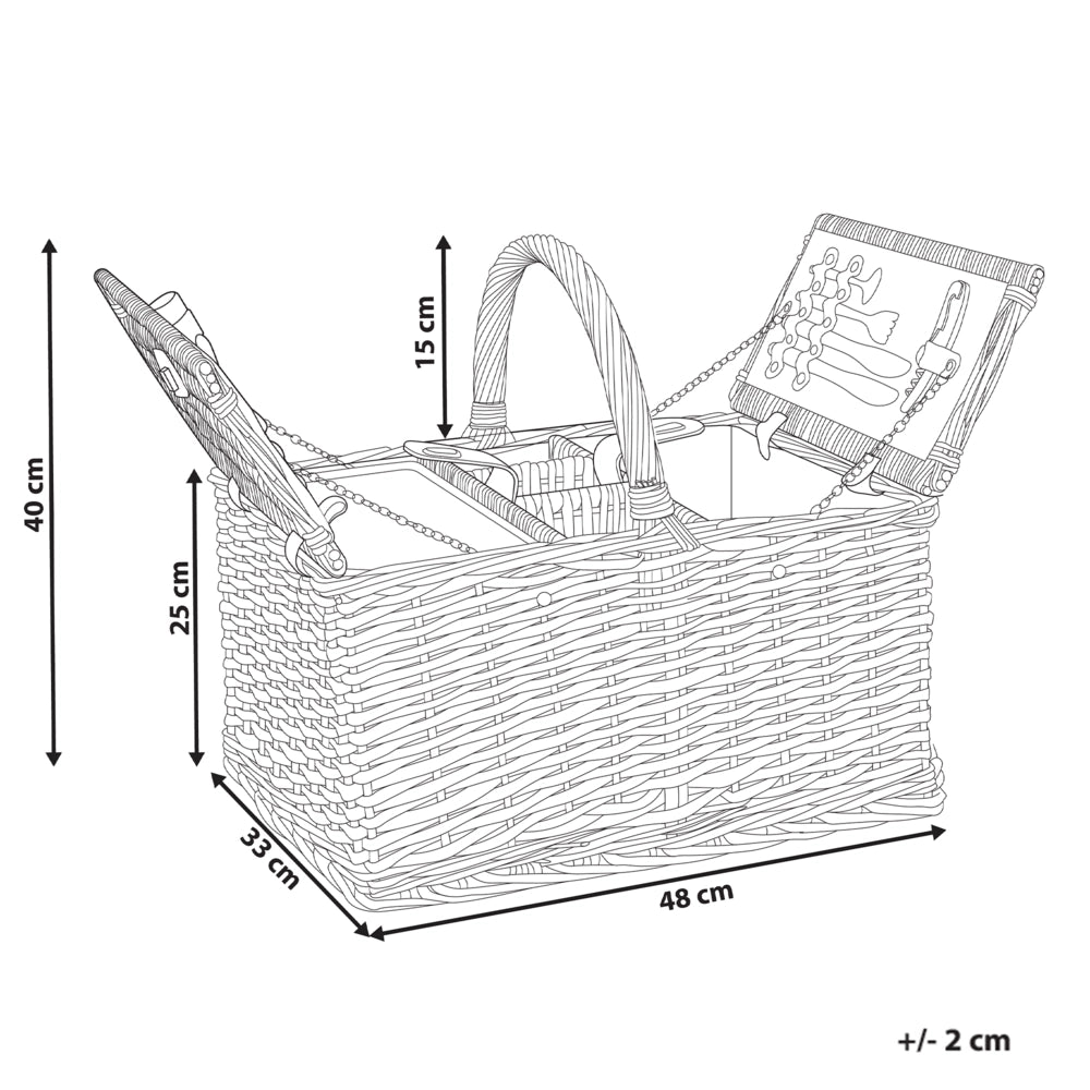 Cesto da picnic in vimini grigio per 4 persone fatto a mano con borsa termica semplice ed elegante