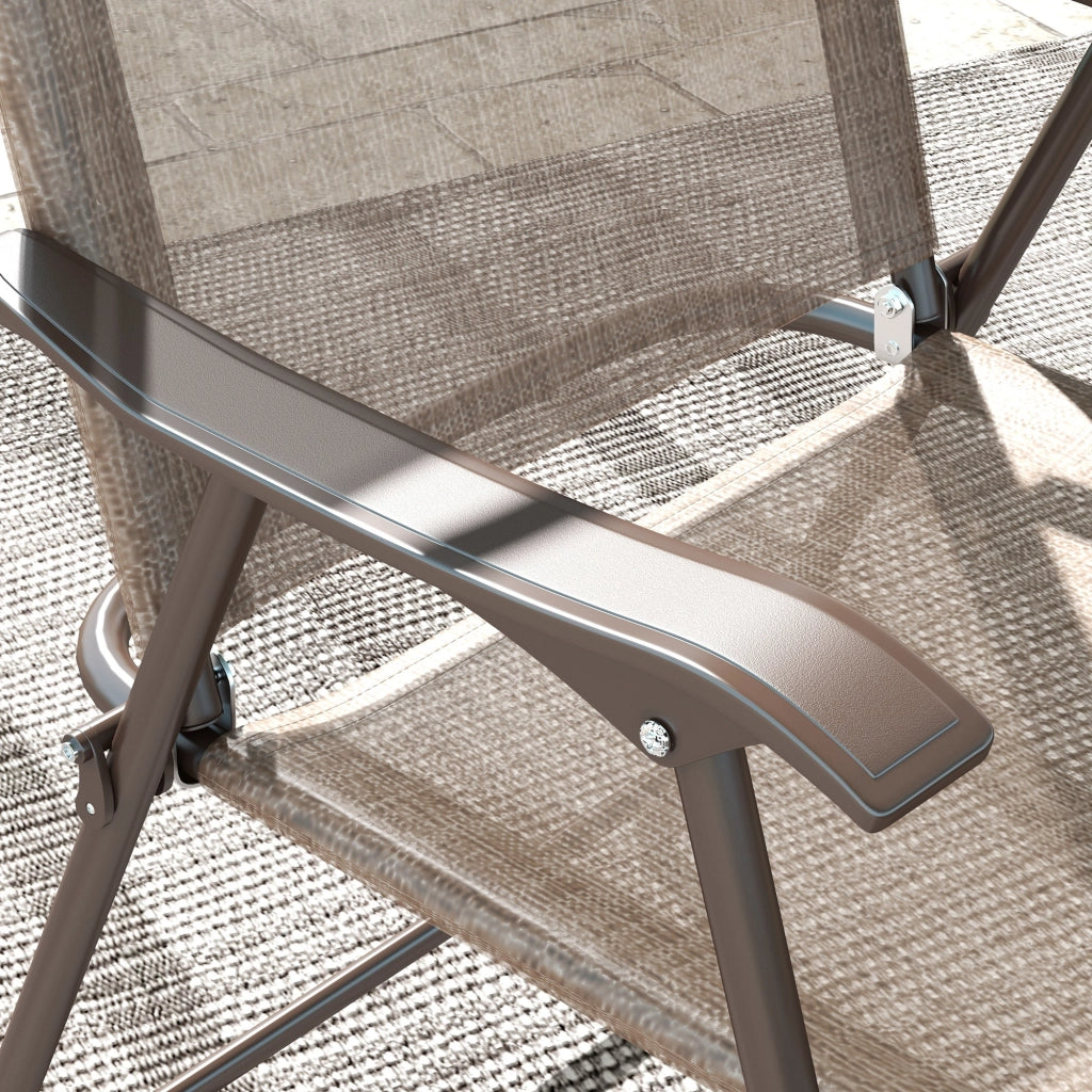 Sedie Pieghevoli da Giardino con Braccioli ¨C zephmum ¨C Tessuto Marrone