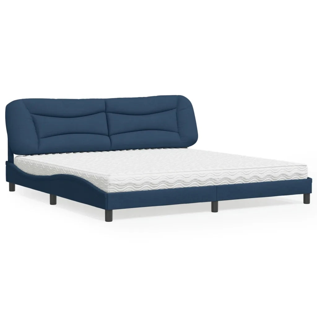 Letto con Materasso Hvar Blu 200x200 cm in Tessuto