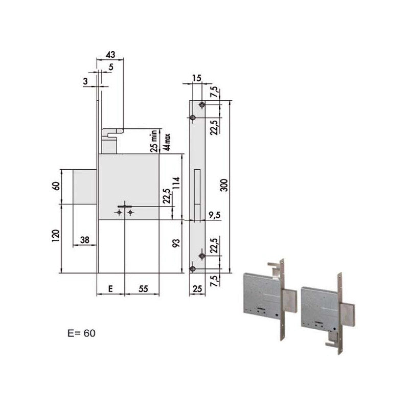 Serratura Infilare Ferro 57020-60-0 Cisa