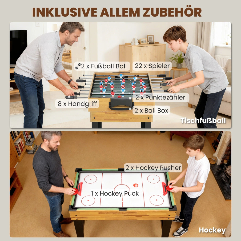 Tavolo Multigioco 13-in-1 ¨C Xylo ¨C Calcio Balilla, Scacchi, Biliardo, Ping Pong, MDF Noce