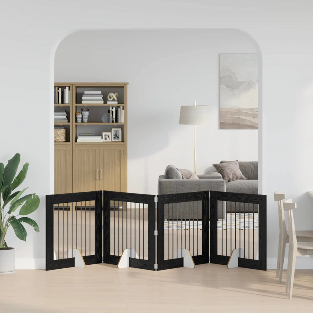Cancello per cani con supporti 4 pz Rovere Nero 80 x 80 cm CFW6983509
