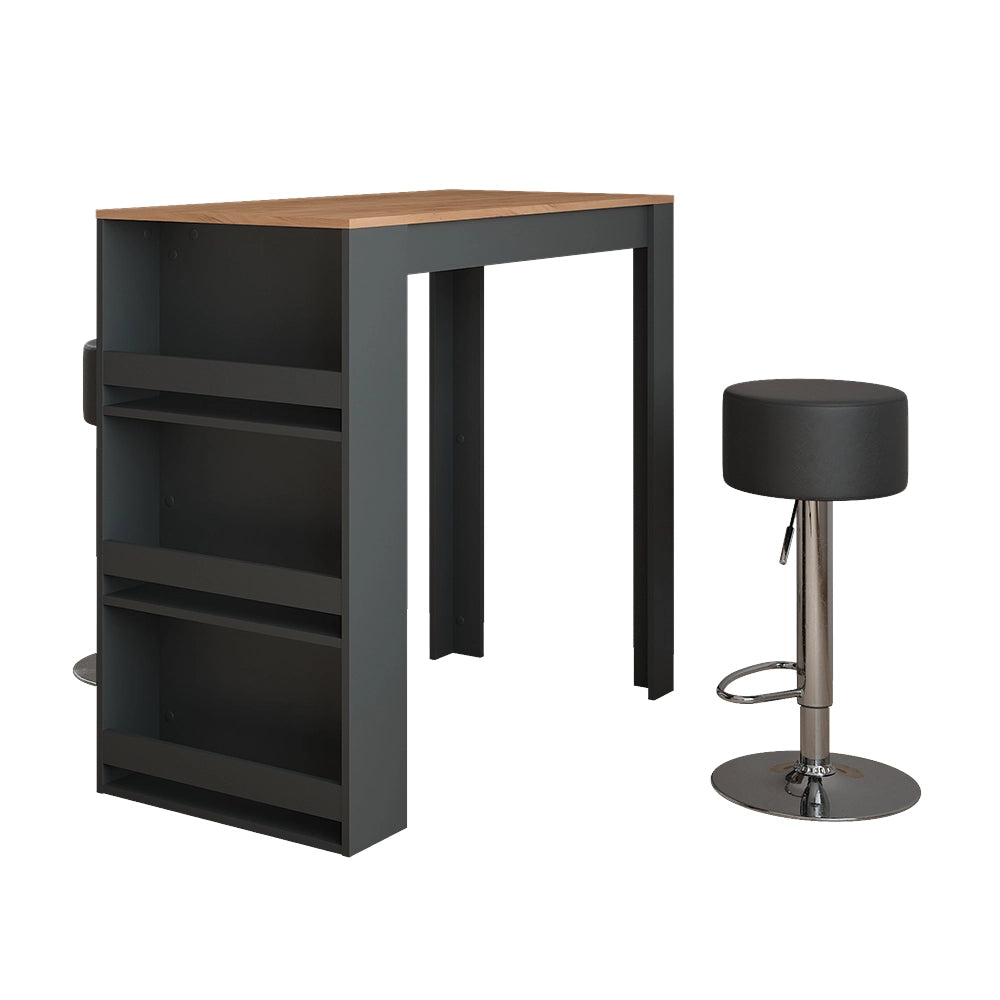 Vicco tavolo bar con sgabelli Antracite 57 x 117 cm con 2 sgabelli da bar