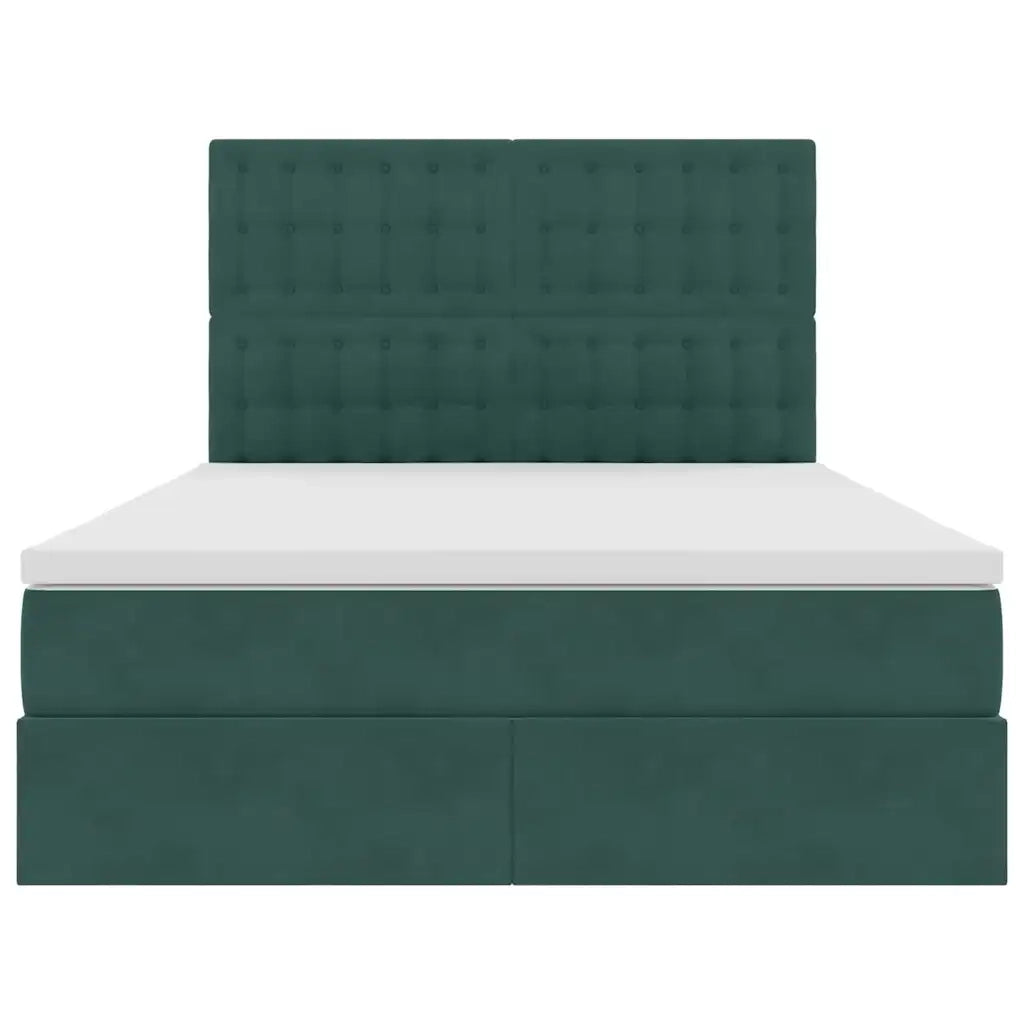 Letto con contenitore e LED Verde Scuro 140 x 200 cm Velluto 3372792