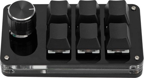 Mini tastiera da scrivere con mano - tastiera multifunzionale meccanica con 6 tasti - tastiera da gioco programmabile con pulsante (nero)