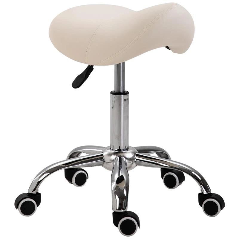 SGABELLO PER ESTETISTA PARRUCCHIERE SALONE SEDUTA SELLA 52X53X49-61 CM CREMA
