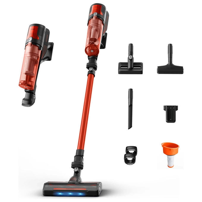 Rowenta X-Force 8.80 aspirapolvere senza filo, 100 AW, Animal Care, 4 in 1, batteria litio 45 min, filtro Hepa, rosso