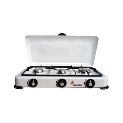 Fornello Smaltato con 3 Fuochi e Coperchio  GPL/METANO - Fornellone colore Bianco P3M