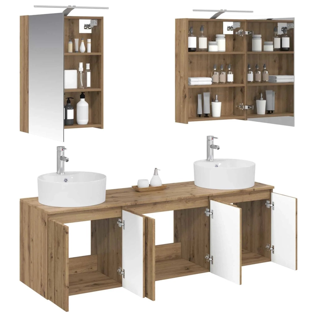 Set di Armadi da Bagno 5 pcs Rovere Artigianale 3406438