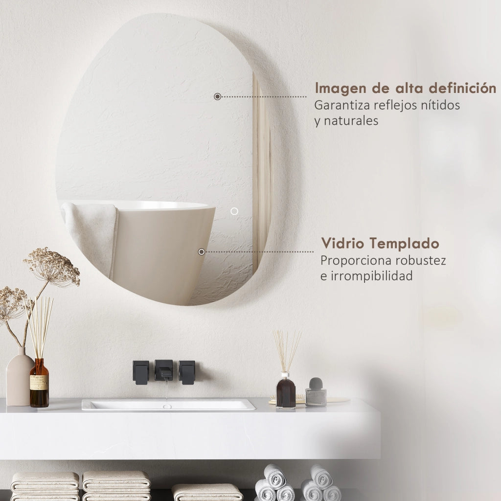 Specchio da Bagno con Luce LED ¨C zephmum ¨C 70x50 cm, Bianco, Antivaho