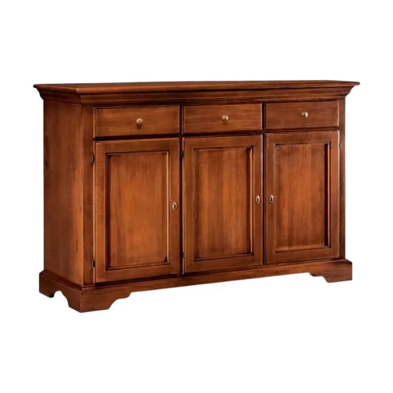 Madia credenza arte povera 3 porte 3 cassetti legno tinta noce 147x45x93 (109) - Mobili 2G