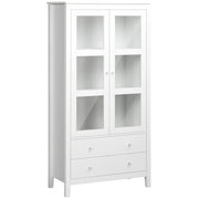 Armadio Vetrina con Ante a Vetro e Cassetti ¨C Zephmum ¨C Bianco 80x40x160cm