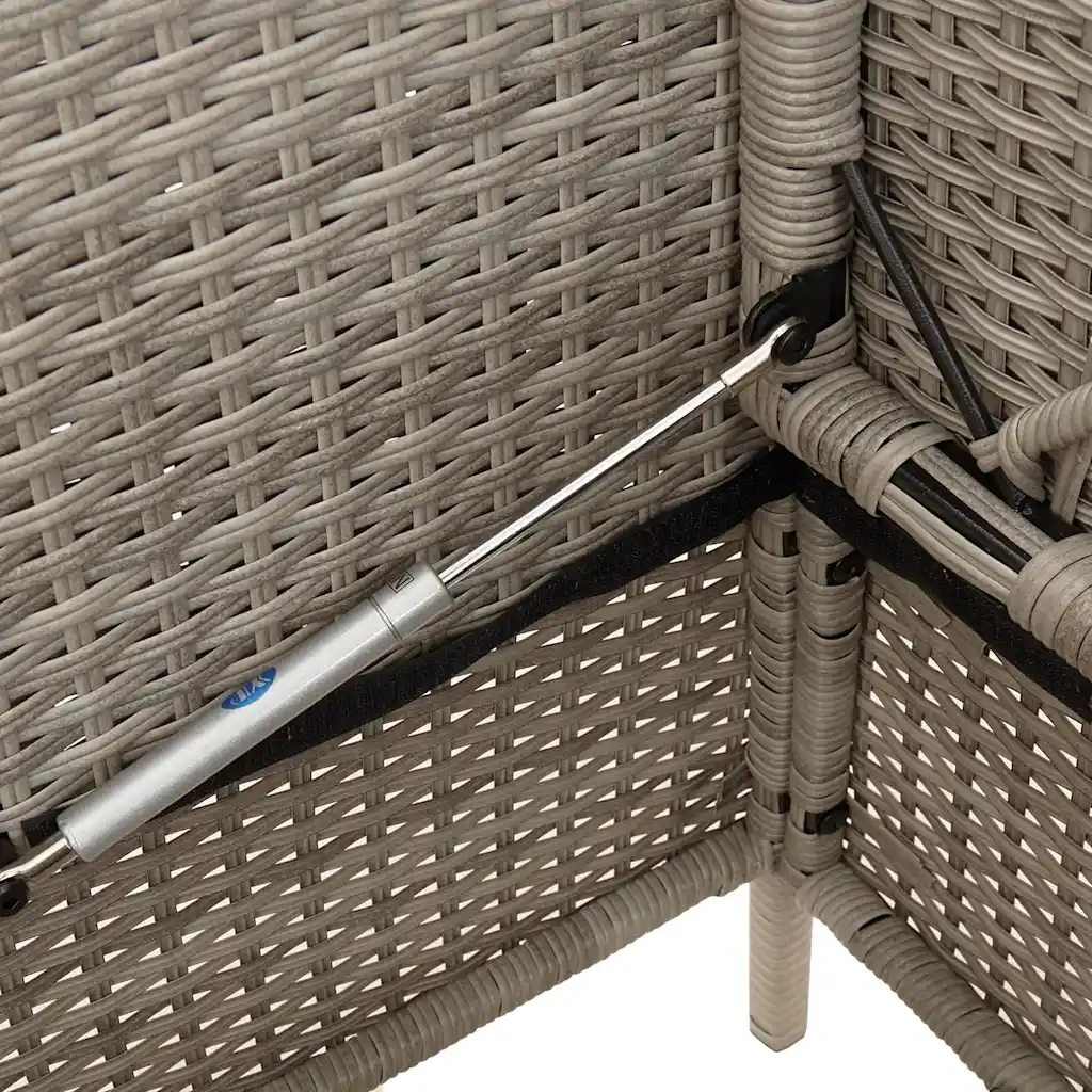 Panca da Giardino con Cuscini-Sgabello-Panca da esterno Grigio Chiaro in Polyrattan 834902