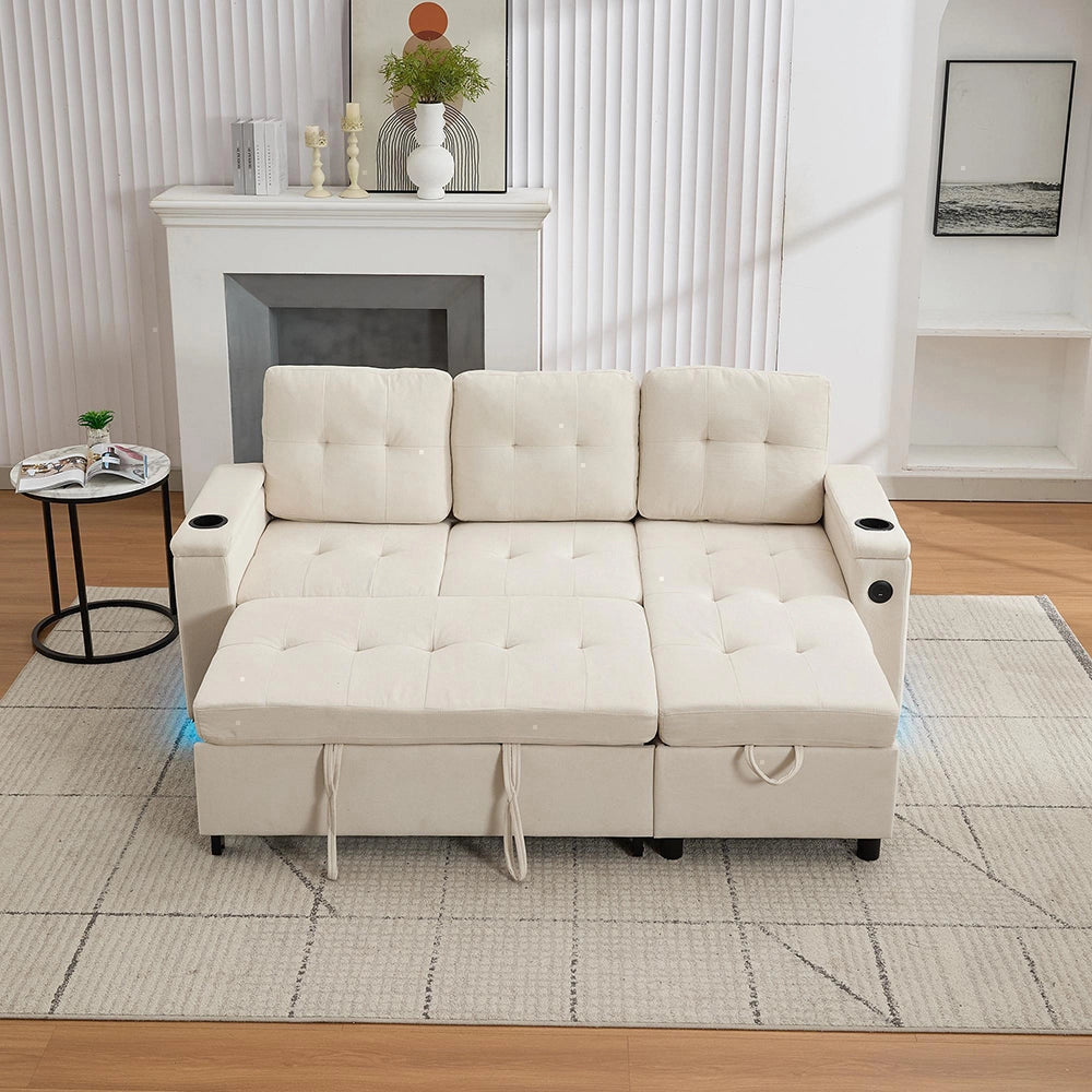 Divano angolare - Xylo - 208x146cm letto 3 posti beige
