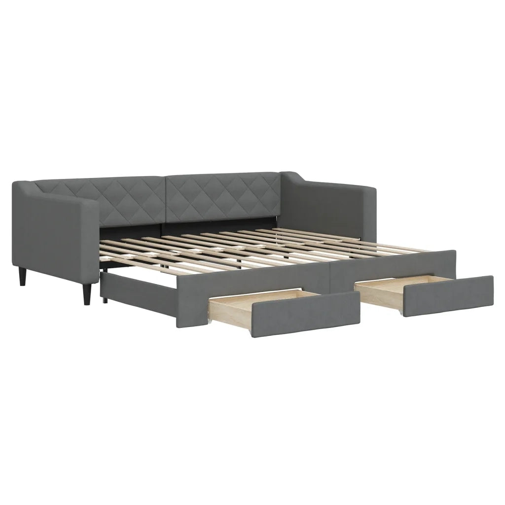 Divano letto | Sof¨¤ letto | Letto singolo Estraibile Cassetti Grigio Scuro 90x200cm Tessuto