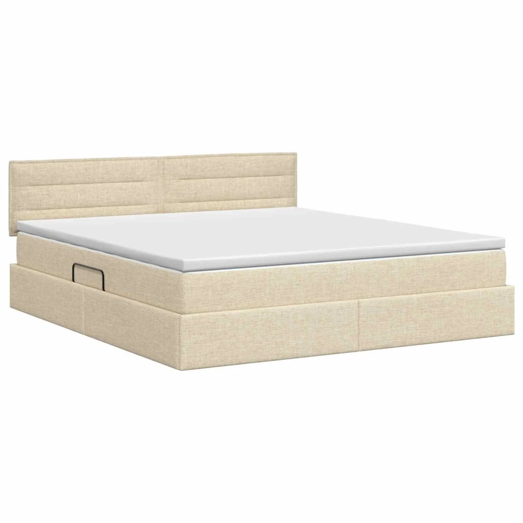 Letto con contenitore e materasso Crema 180 x 200 cm Velluto 3458578