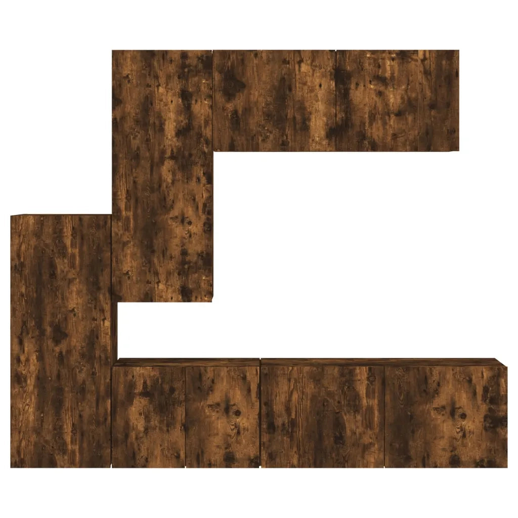 Mobili TV a Muro 5pz | Armadietto TV | Mobile Porta TV Rovere Fumo in Legno Multistrato