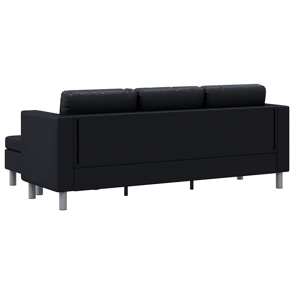 Divano Componibile a 3 Posti in Pelle Artificiale Nero    cod mxl 59177