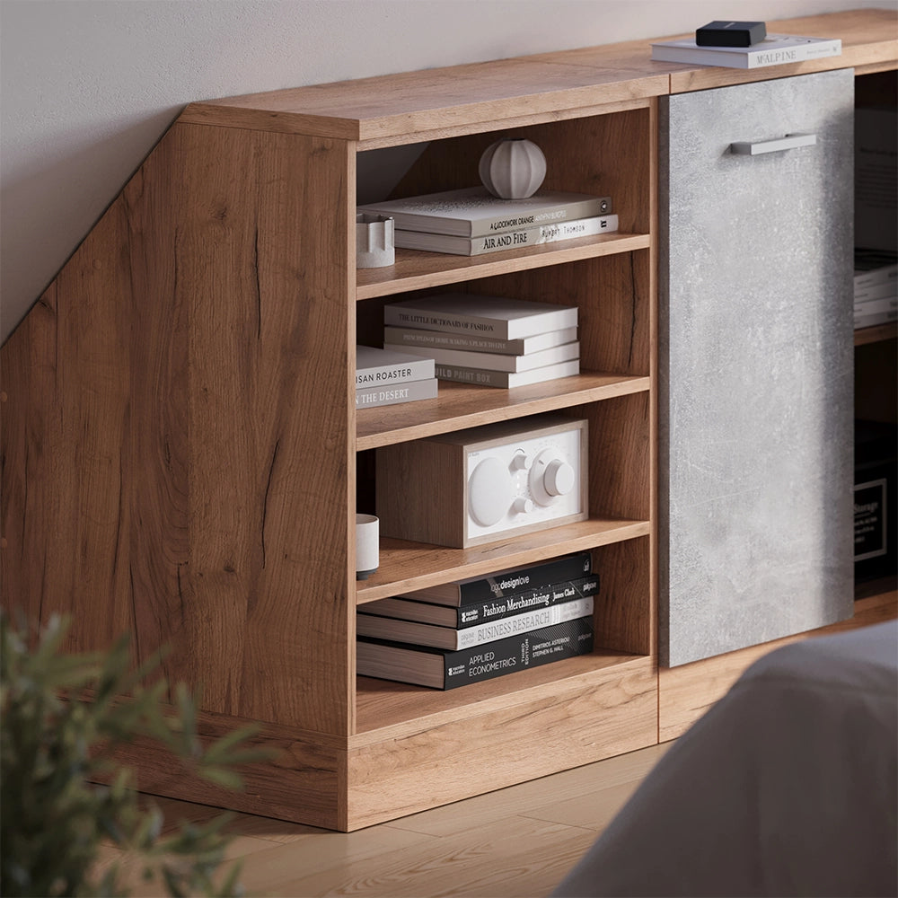 Mobile cucina sottotetto R-Line Rovere dorato/Rovere dorato 60 cm con 4 scomparti, carcassa 60 cm profondità Vicco