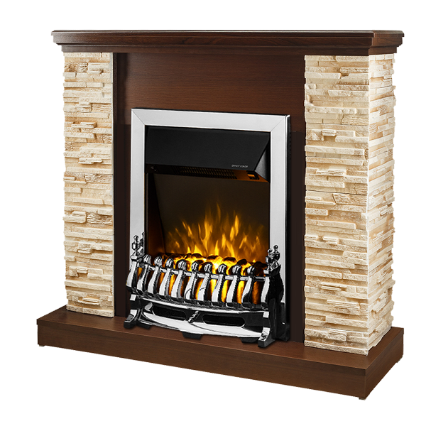 Camino Elettrico da Pavimento 90,3x98x30 cm Effetto Fiamma 2000W Rock & Galileo Silver Noce