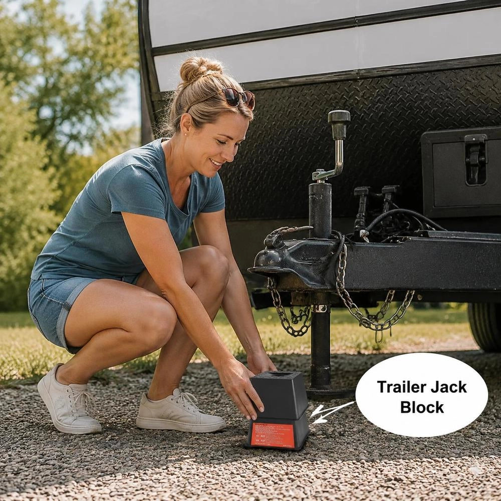 Trailer Jack Block, Motorhome Travel Accessory, 4-pack Jacks, 2721 Kg Capacity Per Motorhome Leveling Block, For Each Jack, Post, Foot And Saddle Wheel