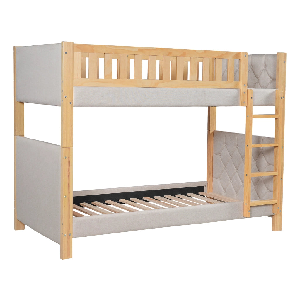 LETTO A CASTELLO 90x200 cm Grigio+Naturale in legno e MDF con scala