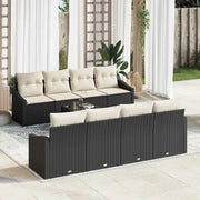 Set di divani con cuscino 9 pcs Nero e Crema polyrattan 3346647