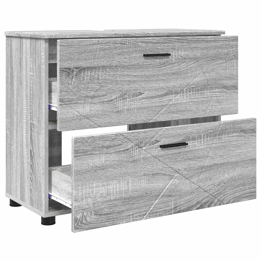 Set di mobili per il bagno con cassetto 3 pcs Grigio Sonoma